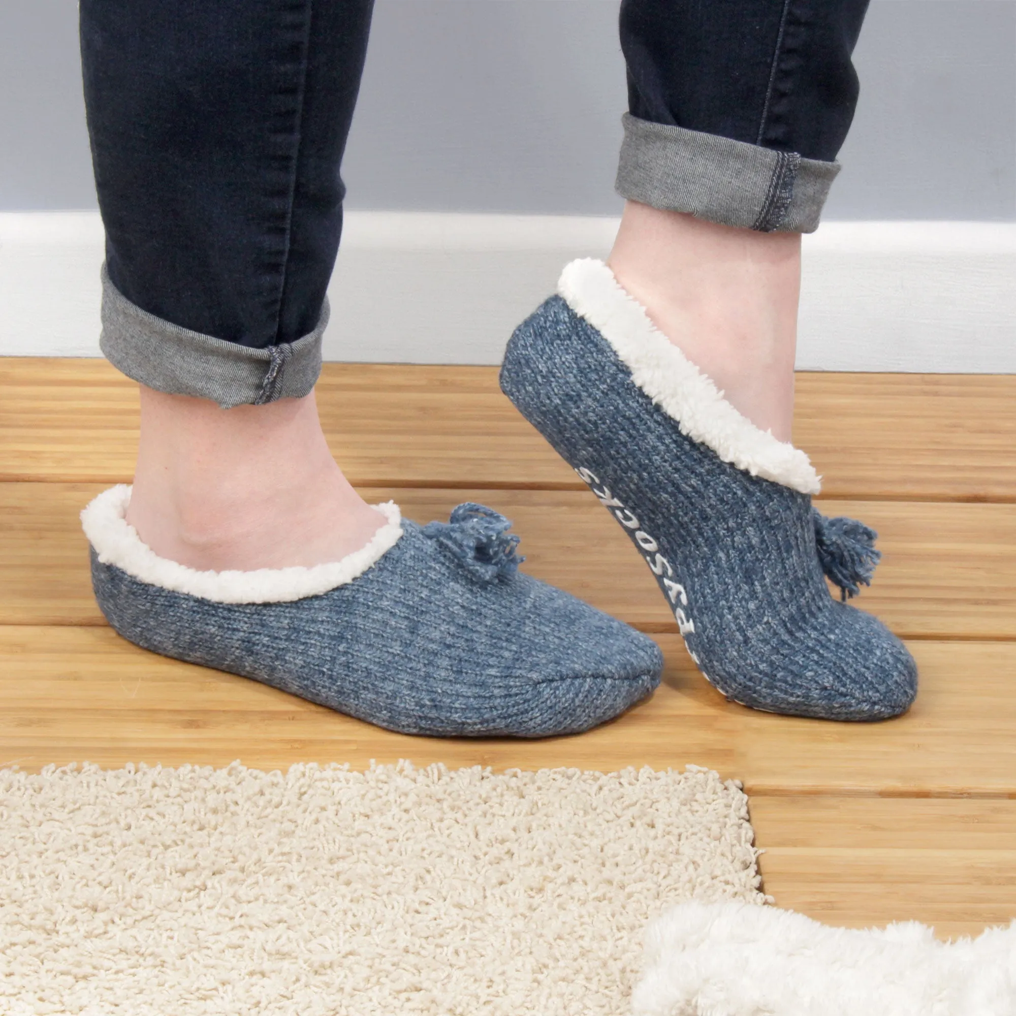 Adult Women's Fuzzy Non-Slip Fancy Yarn Slippers Socks, 1 Pairs