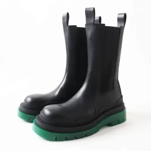 Bottega Veneta Women's Leather Chelsea Boots Black Green