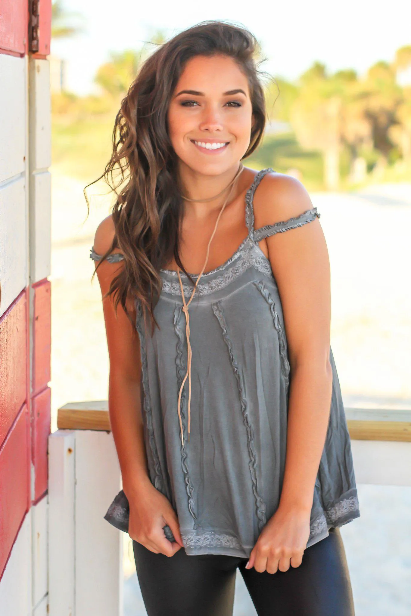Charcoal Top with Strappy Back