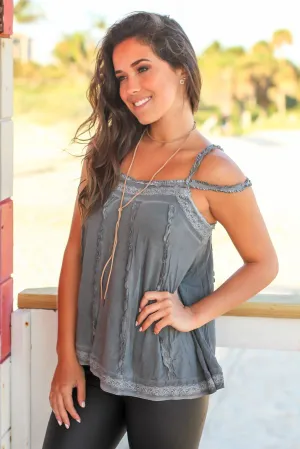 Charcoal Top with Strappy Back