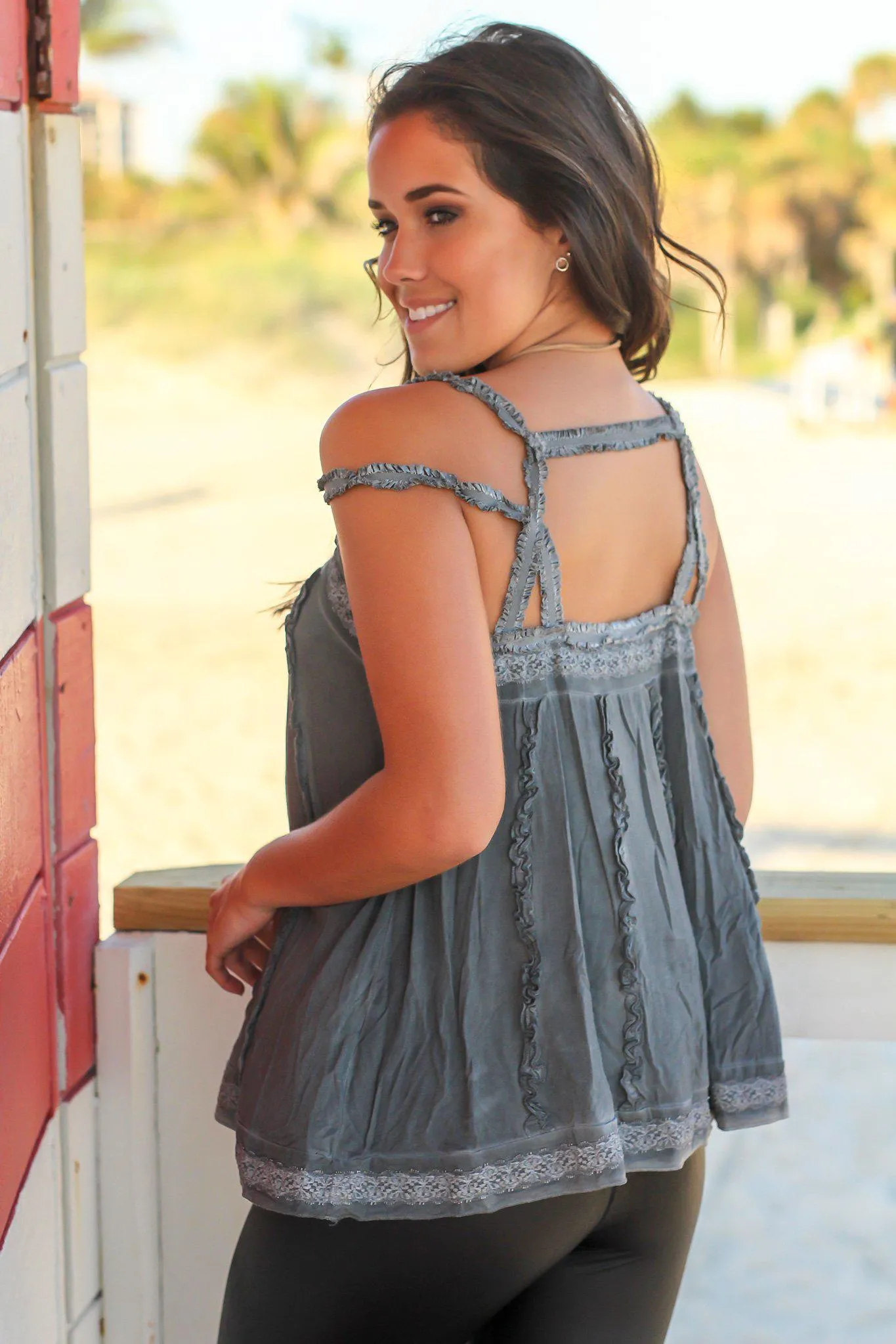 Charcoal Top with Strappy Back