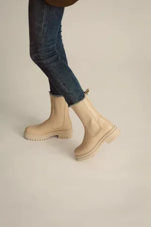 Cream White Chelsea High Boots