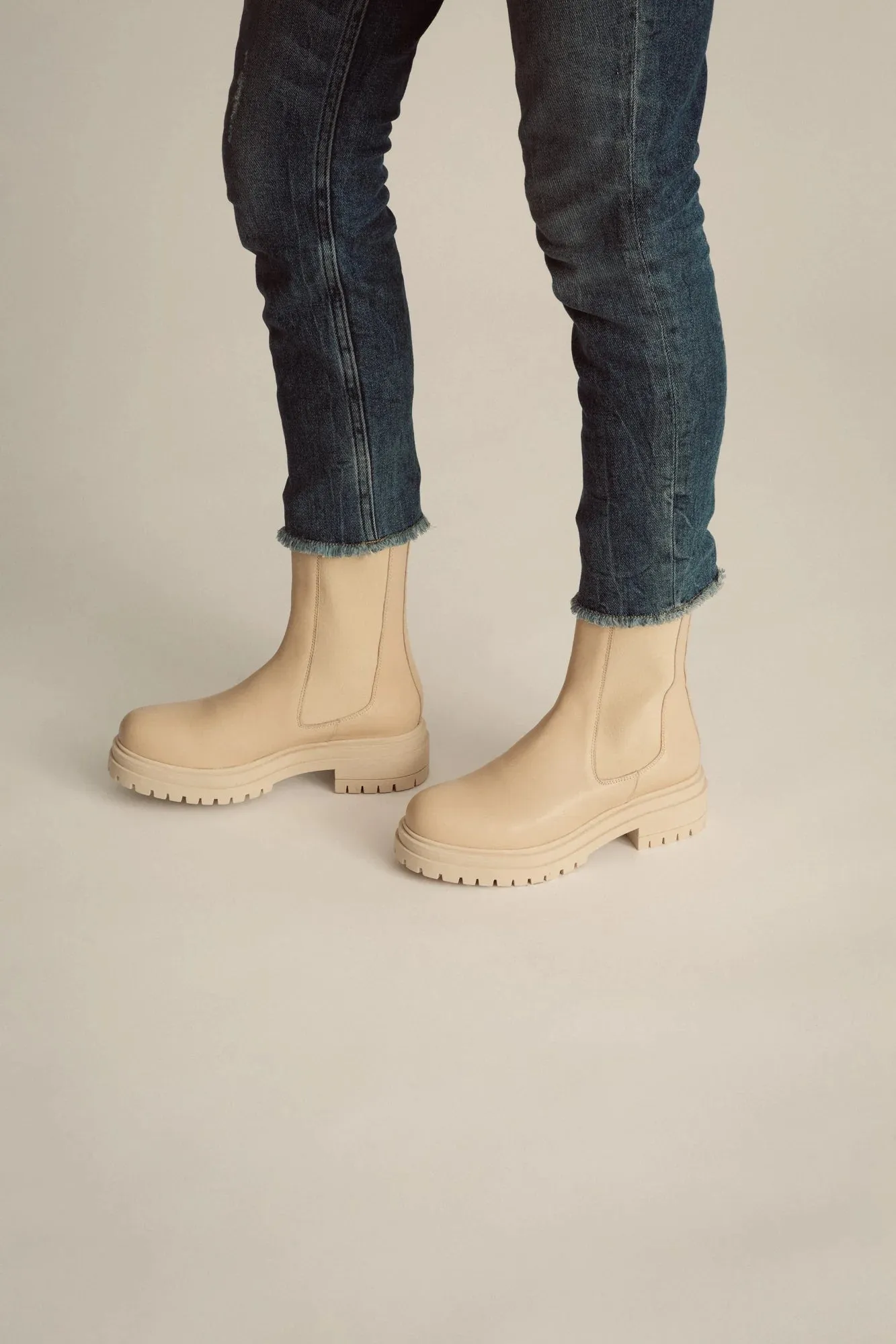 Cream White Chelsea High Boots