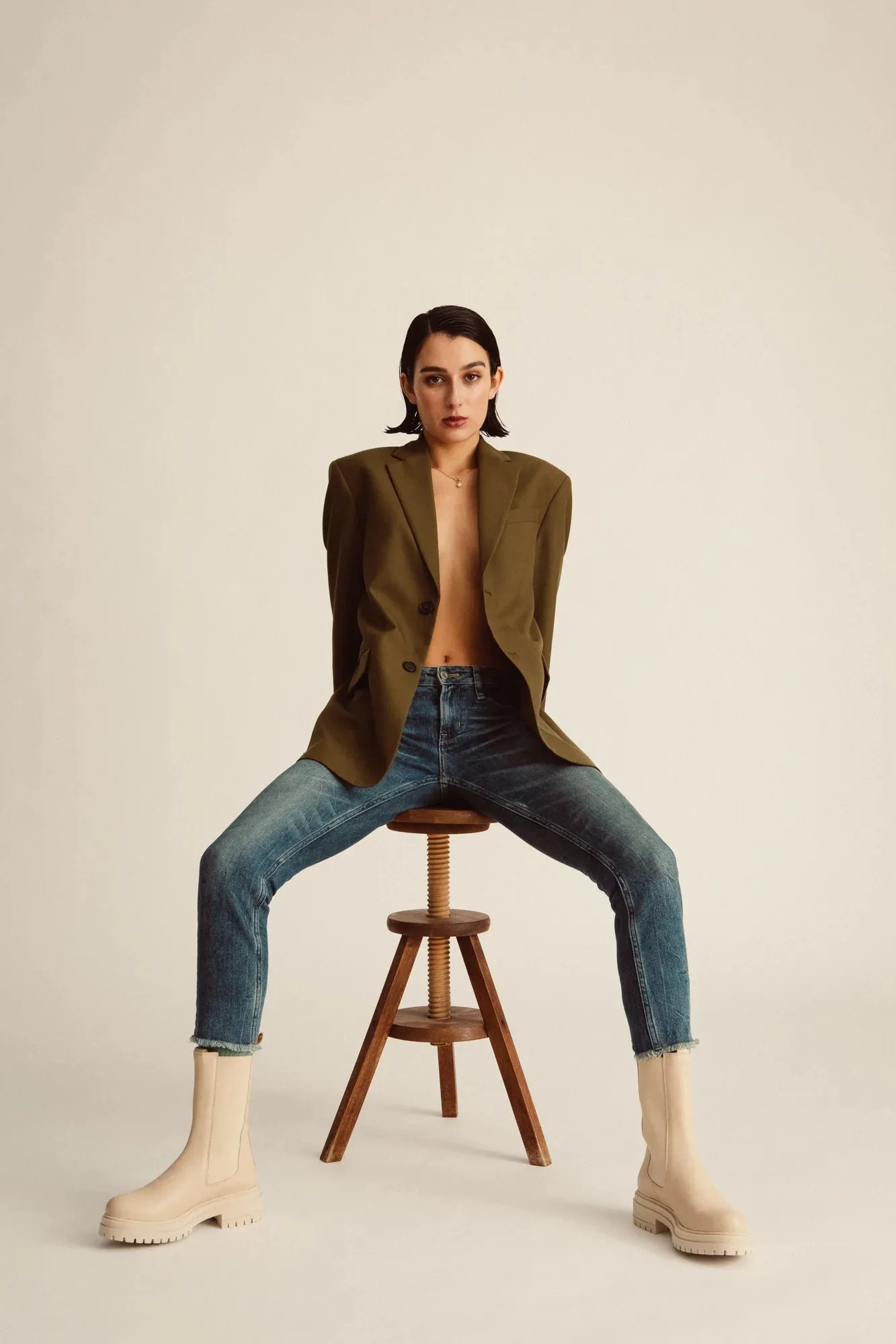 Cream White Chelsea High Boots