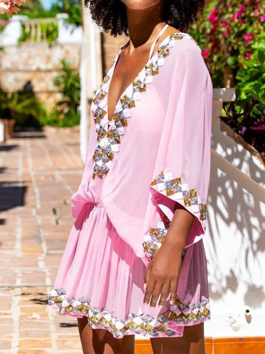 Fashionable Bohemian Printed Mini Dress