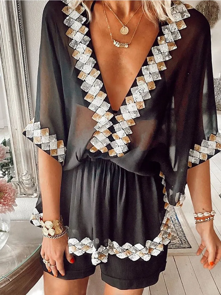 Fashionable Bohemian Printed Mini Dress