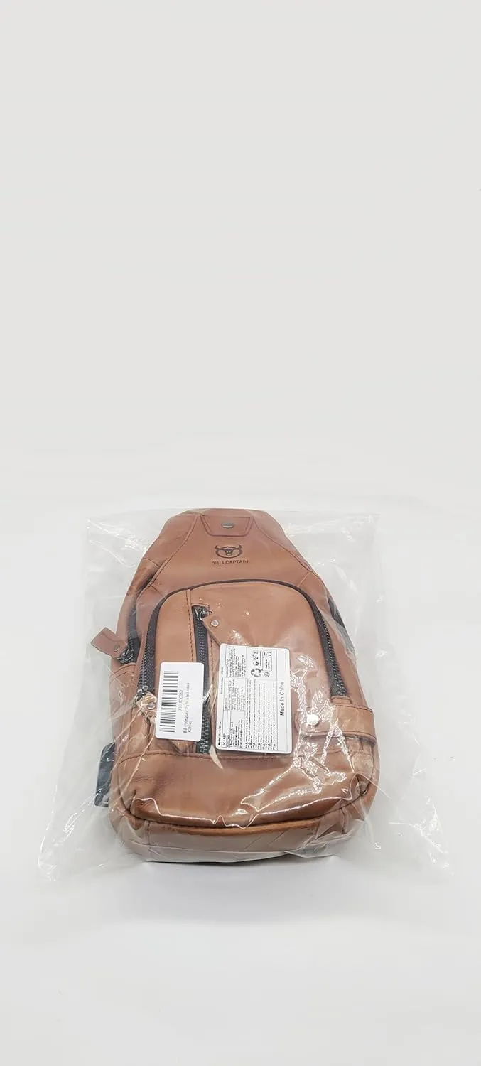 Hebetag Leather Sling Bag Hiking Daypack for Men Women Outdoor Travel Camping Fishing Crossbody Shoulder Chest Pack Backpack