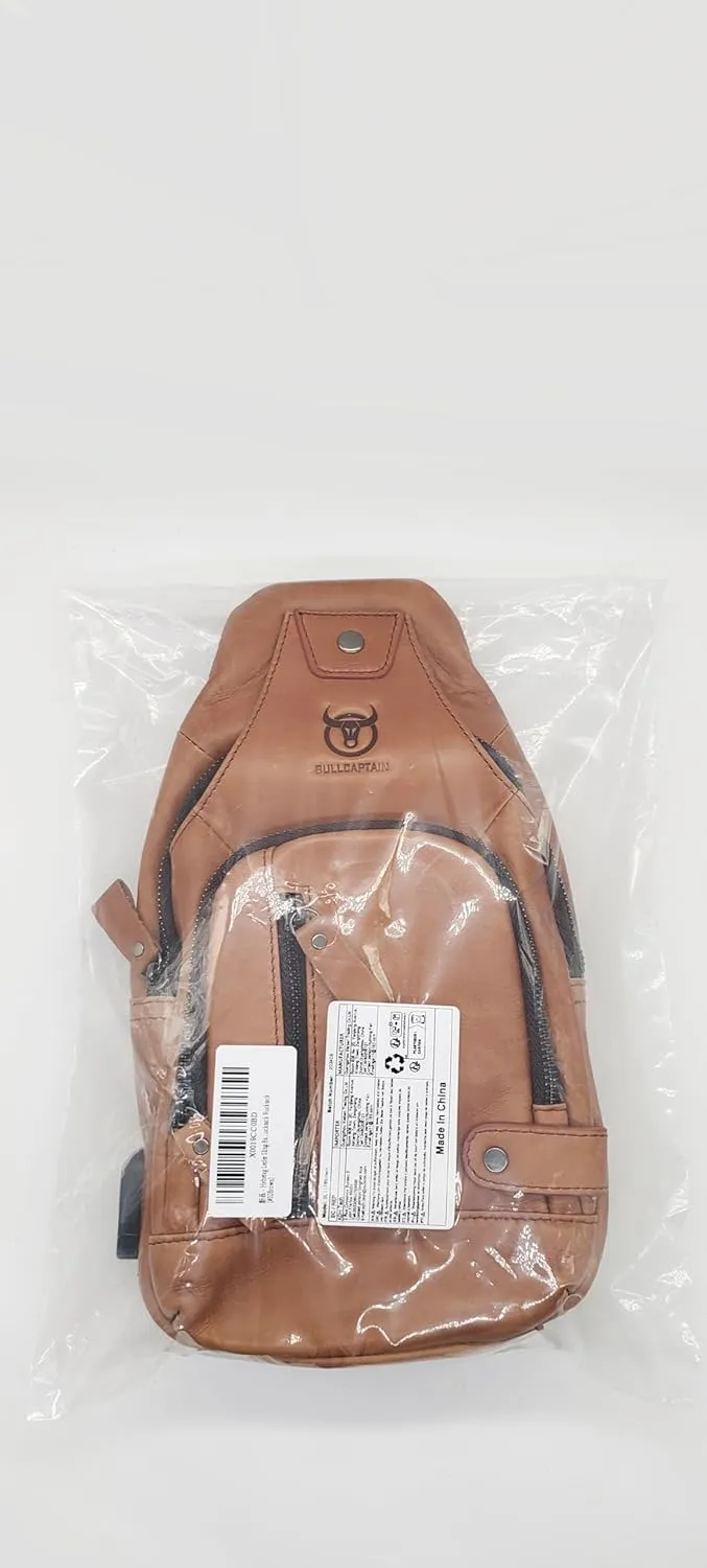 Hebetag Leather Sling Bag Hiking Daypack for Men Women Outdoor Travel Camping Fishing Crossbody Shoulder Chest Pack Backpack