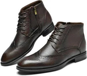 Holy dove Chelsea Boots Men  Genuine Leather,Chelsea Boots for Men with Side Zipper, Casual Slip-On Ankle Boots, Chukka & Oxford Style Dress Boots
