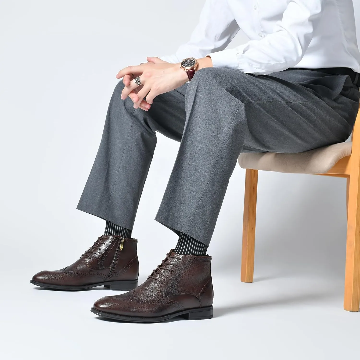 Holy dove Chelsea Boots Men  Genuine Leather,Chelsea Boots for Men with Side Zipper, Casual Slip-On Ankle Boots, Chukka & Oxford Style Dress Boots