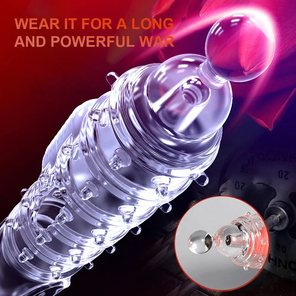 Jelly Silicone Cock Sleeve Vibrating Penis Extender Delay Ejaculation Condom Sex Toys for Men
