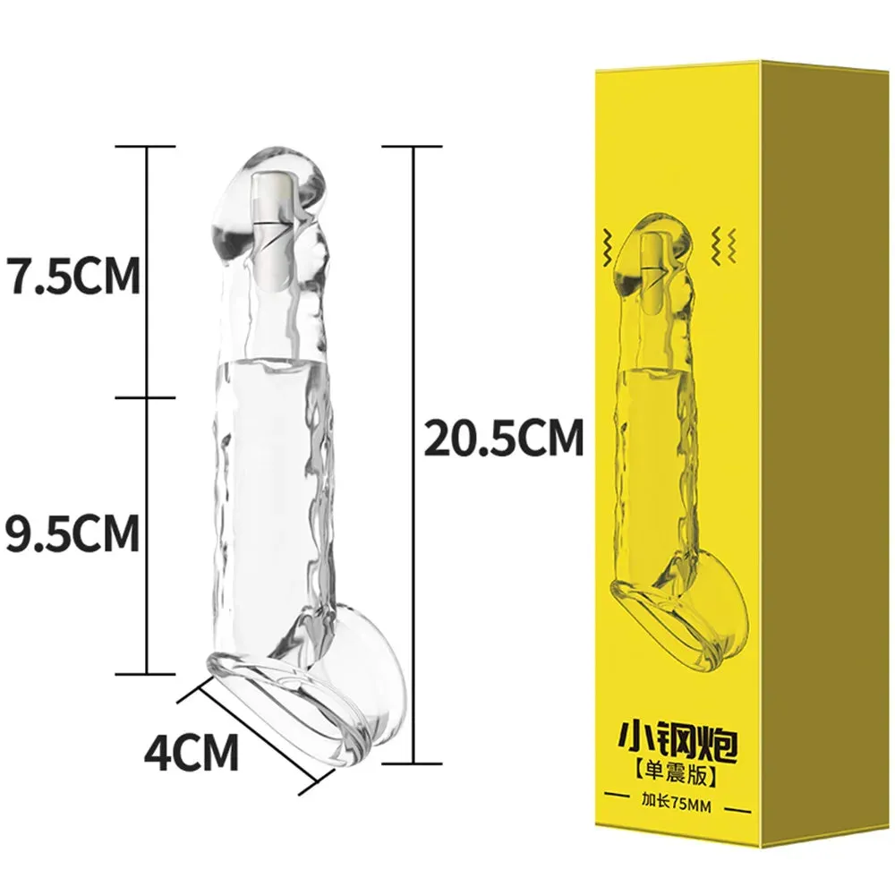 Jelly Silicone Cock Sleeve Vibrating Penis Extender Delay Ejaculation Condom Sex Toys for Men