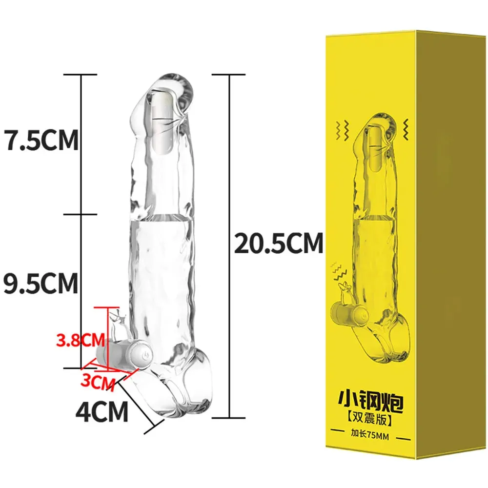 Jelly Silicone Cock Sleeve Vibrating Penis Extender Delay Ejaculation Condom Sex Toys for Men