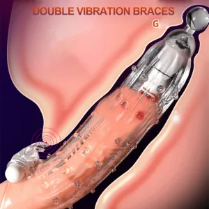Jelly Silicone Cock Sleeve Vibrating Penis Extender Delay Ejaculation Condom Sex Toys for Men