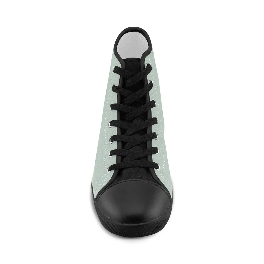 Kids' Mint Green Solids Print High Top Canvas Shoes