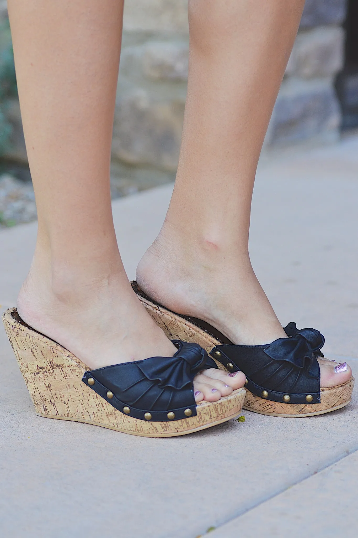 Knotty Or Nice Cork Wedge - Black
