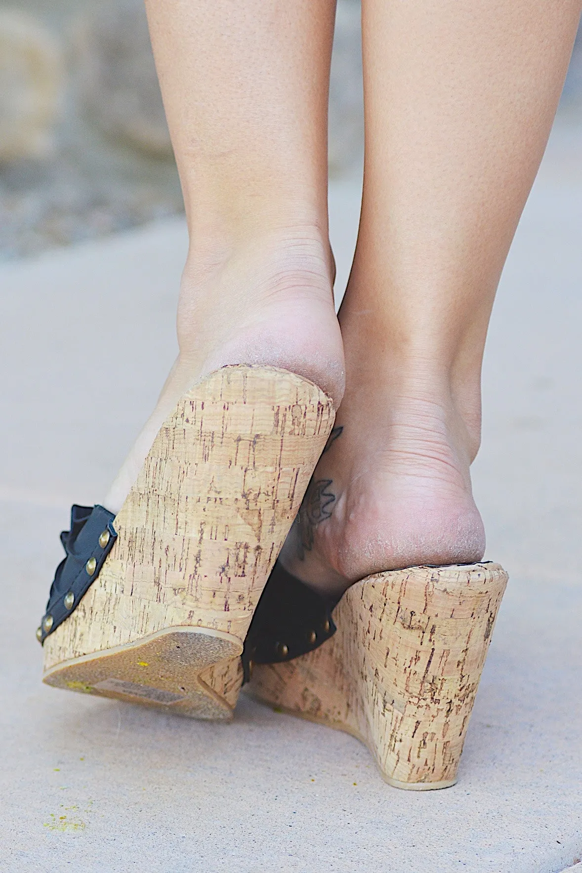 Knotty Or Nice Cork Wedge - Black