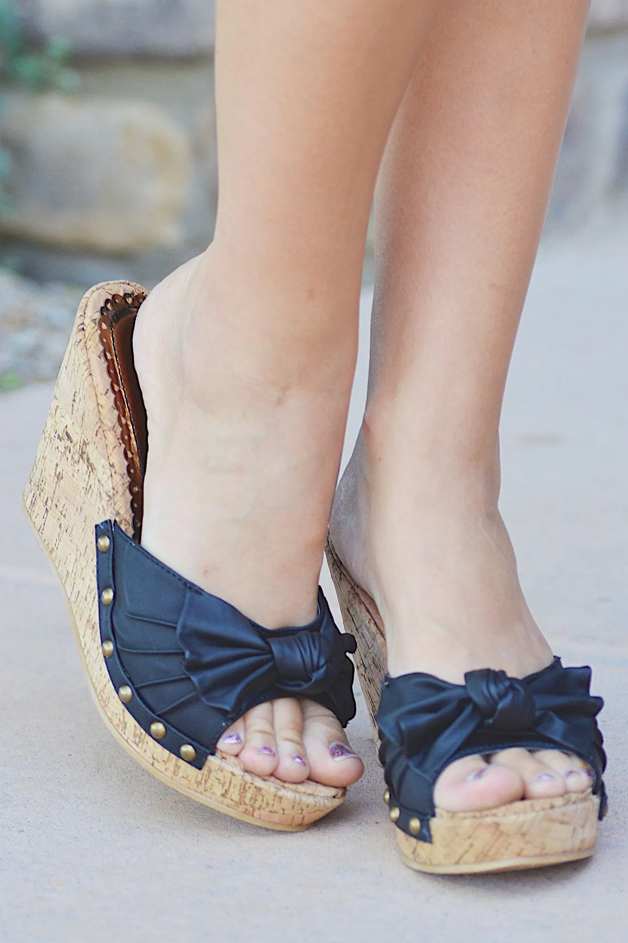 Knotty Or Nice Cork Wedge - Black