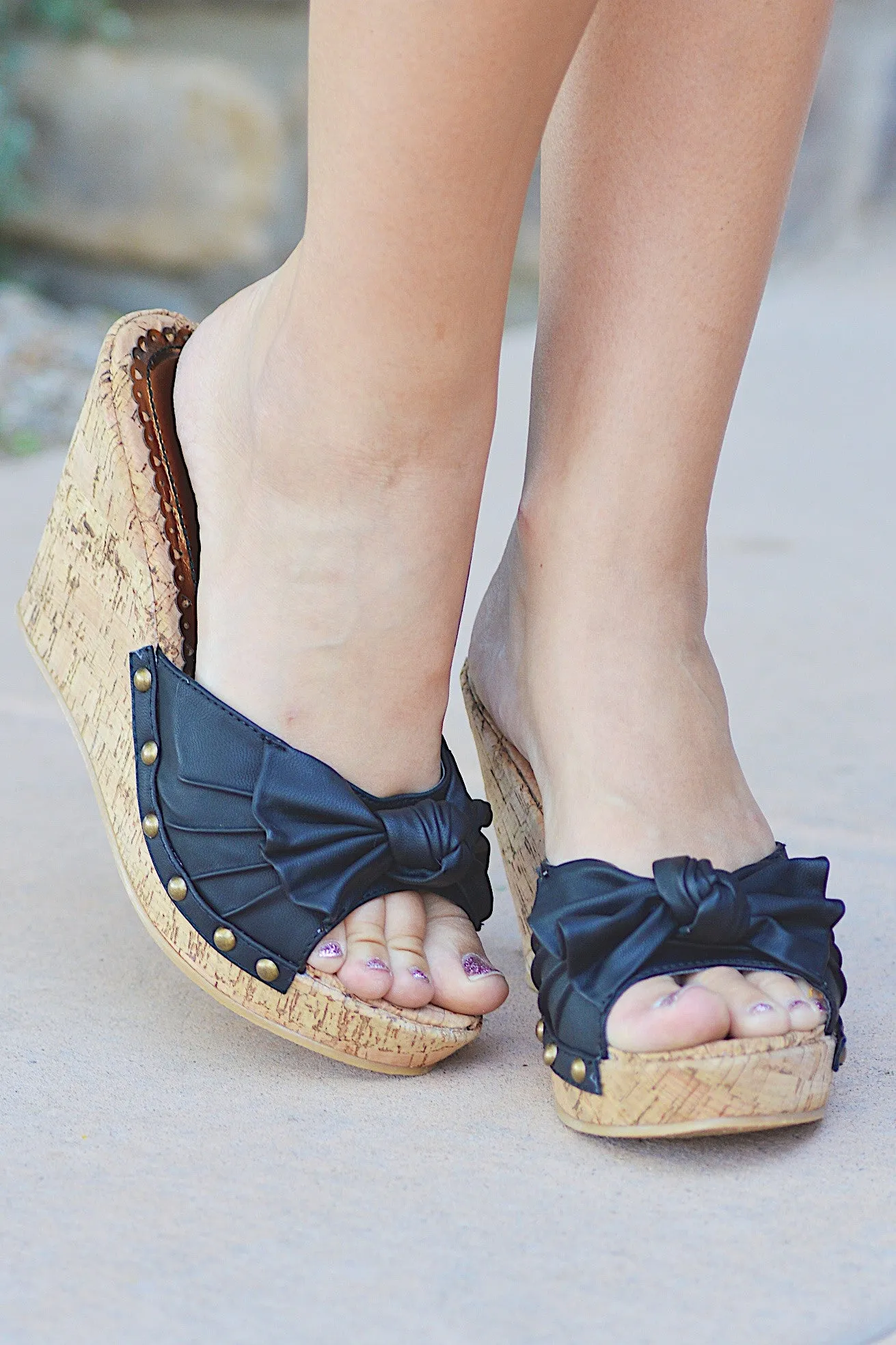 Knotty Or Nice Cork Wedge - Black