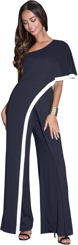 KOH KOH Womens 2025 One Off Shoulder Asymmetric Long Pant Jumpsuit Romper