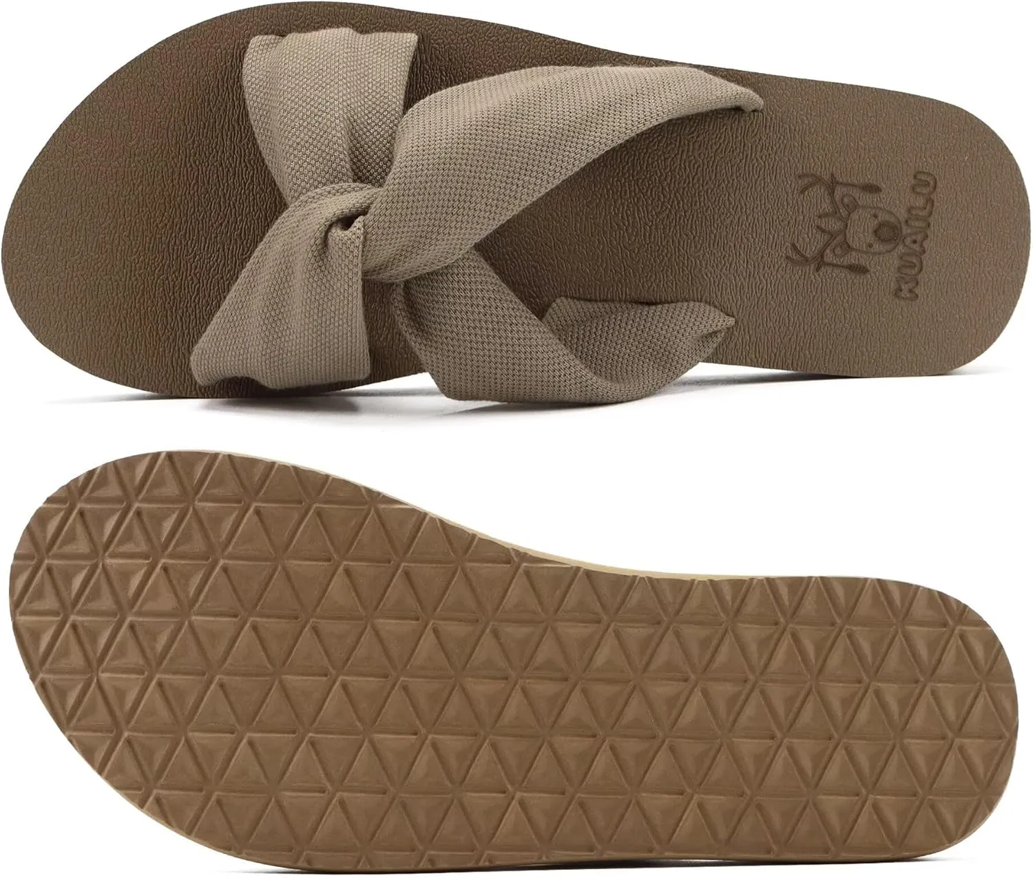 KuaiLu Womens Dressy Sandals with Arch Support Yoga Mat Comfortable Cushion Walking Criss Cross Slides Summer Beach Slip On Indoor Outdoor Slippers