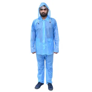 Kuber Industries PVC Raincoat With Adjustable Hood For Men & Women (Blue) XXL