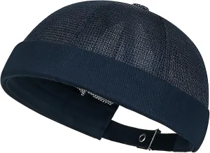 Mens Mesh Brimless Cap with No Brim, Summer Skullcap Docker Beanie Hat