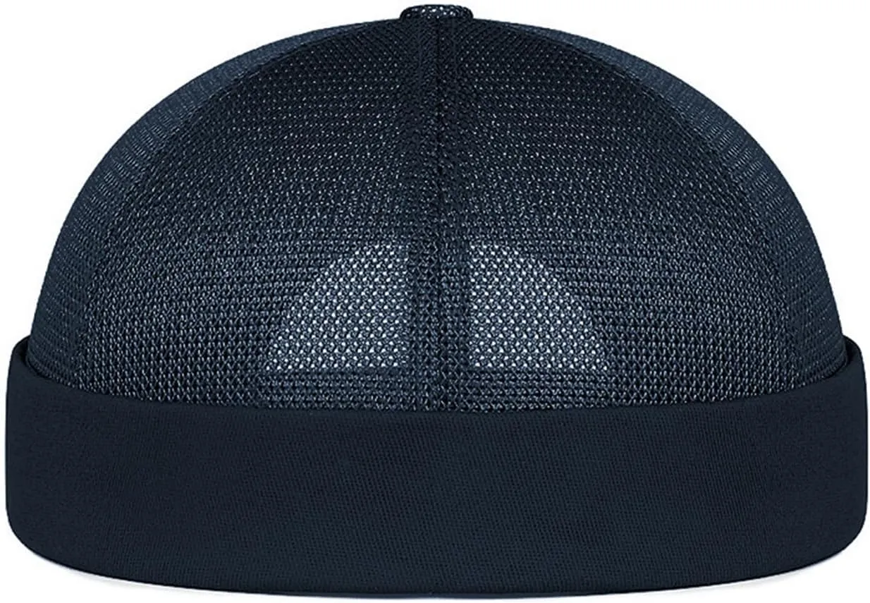 Mens Mesh Brimless Cap with No Brim, Summer Skullcap Docker Beanie Hat