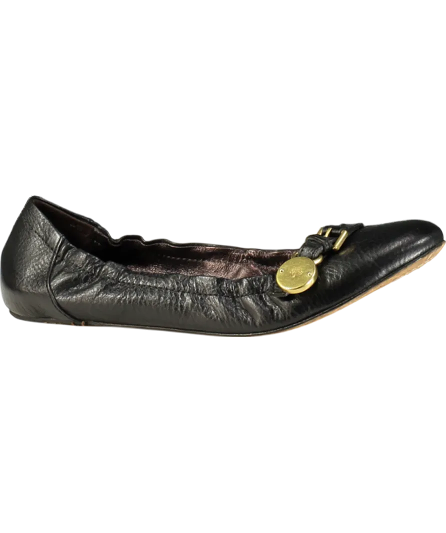 Mulberry Black Bayswater Ballerina Leather Pumps UK 7 EU 40 👠