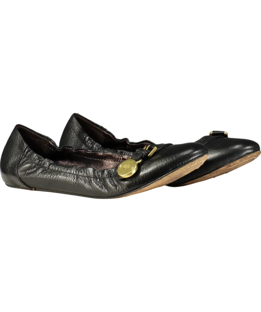 Mulberry Black Bayswater Ballerina Leather Pumps UK 7 EU 40 👠