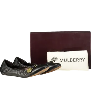 Mulberry Black Bayswater Ballerina Leather Pumps UK 7 EU 40 👠