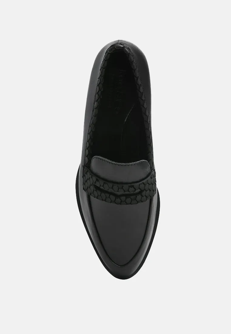 NADIA Black Leather Penny Loafers