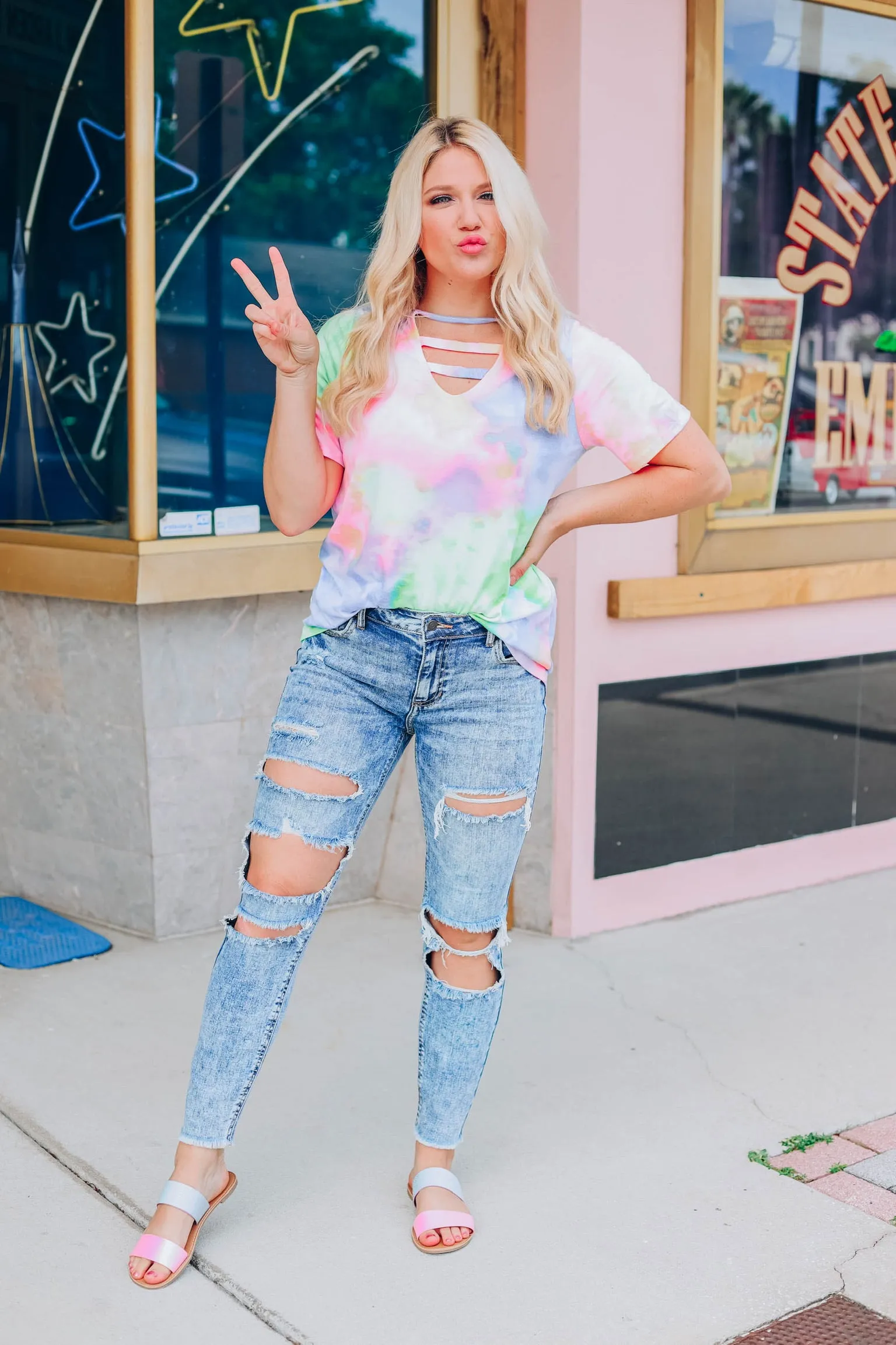 Neon Splash Tie Dye Top