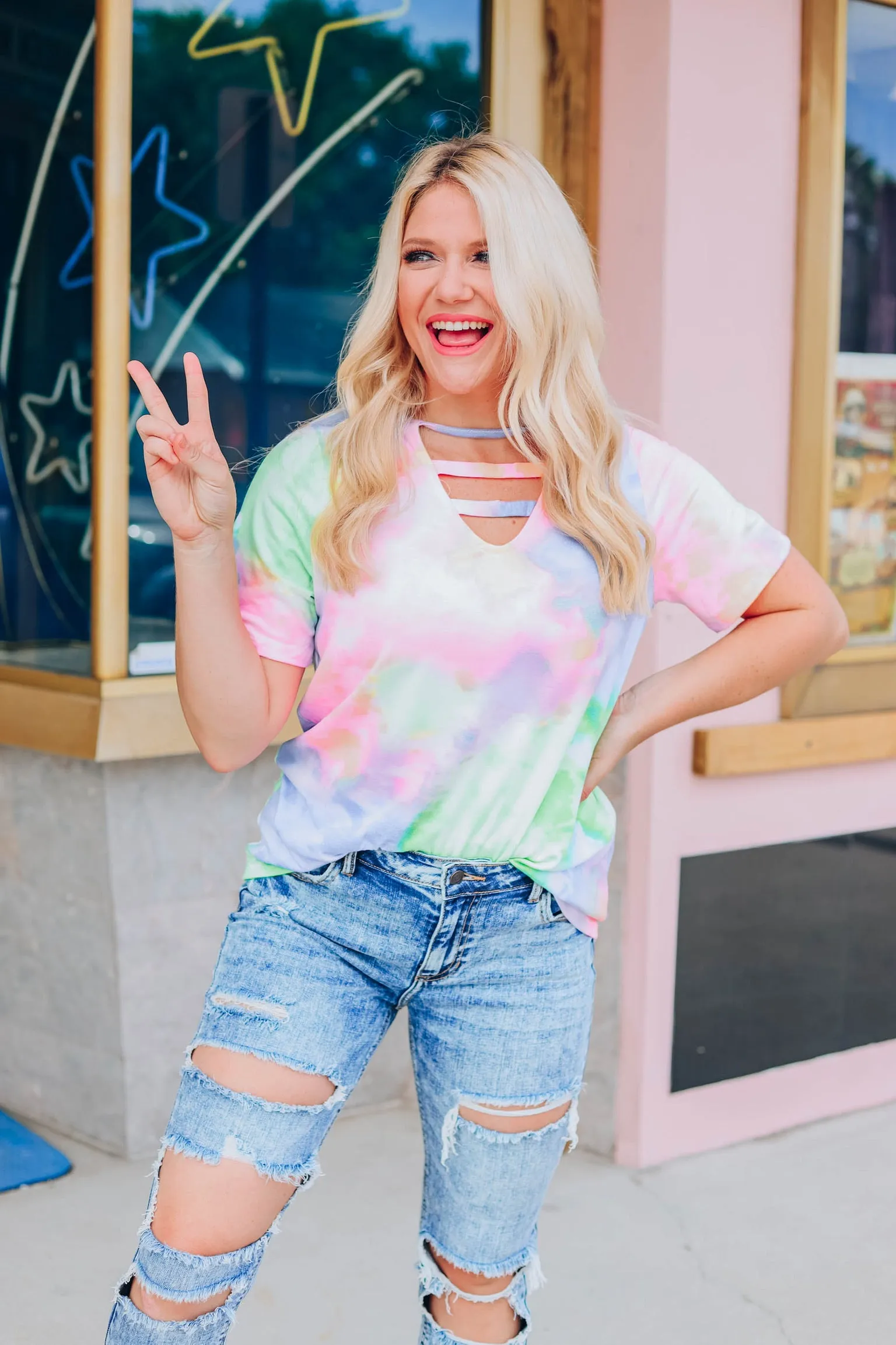 Neon Splash Tie Dye Top
