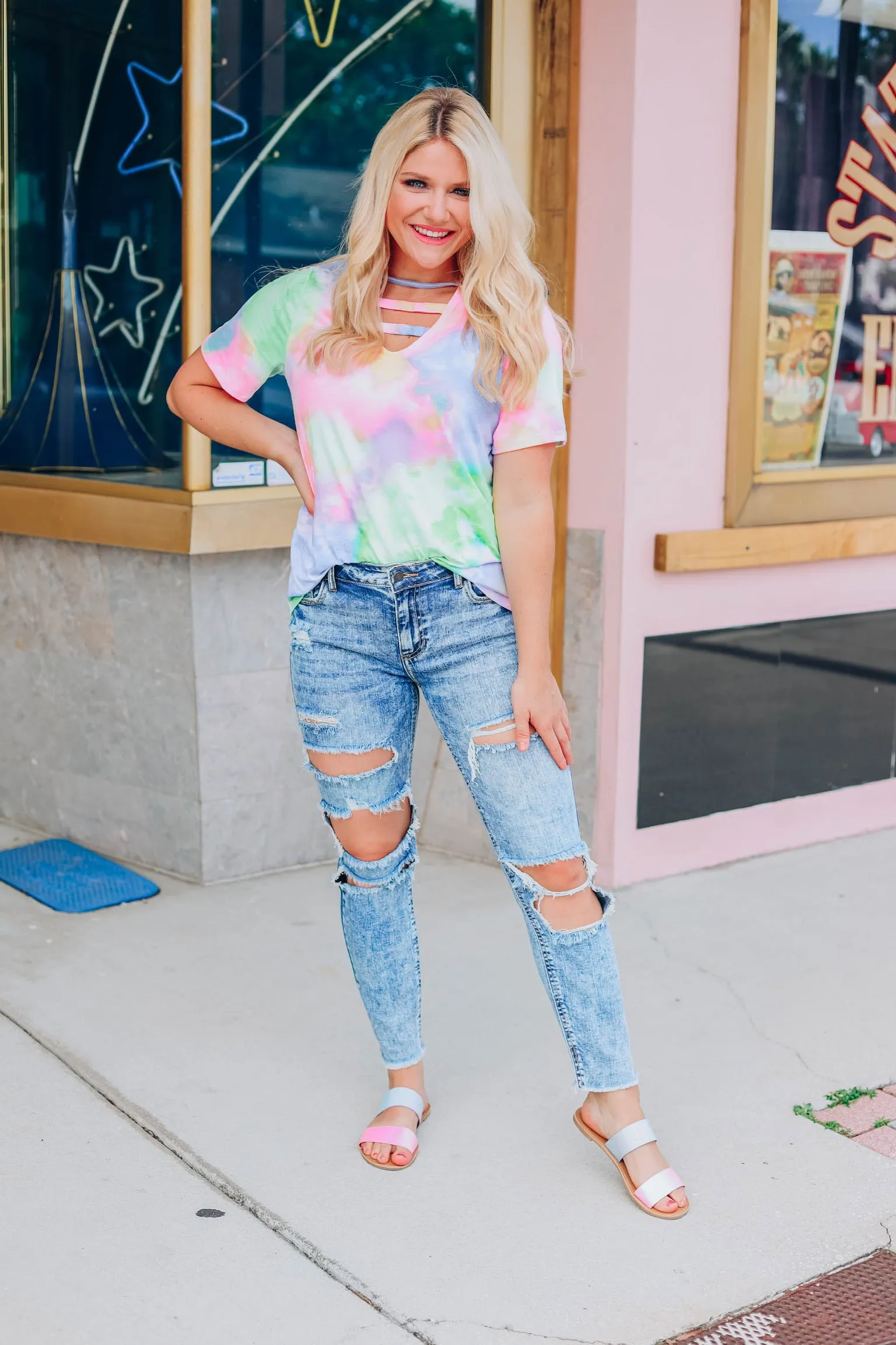Neon Splash Tie Dye Top