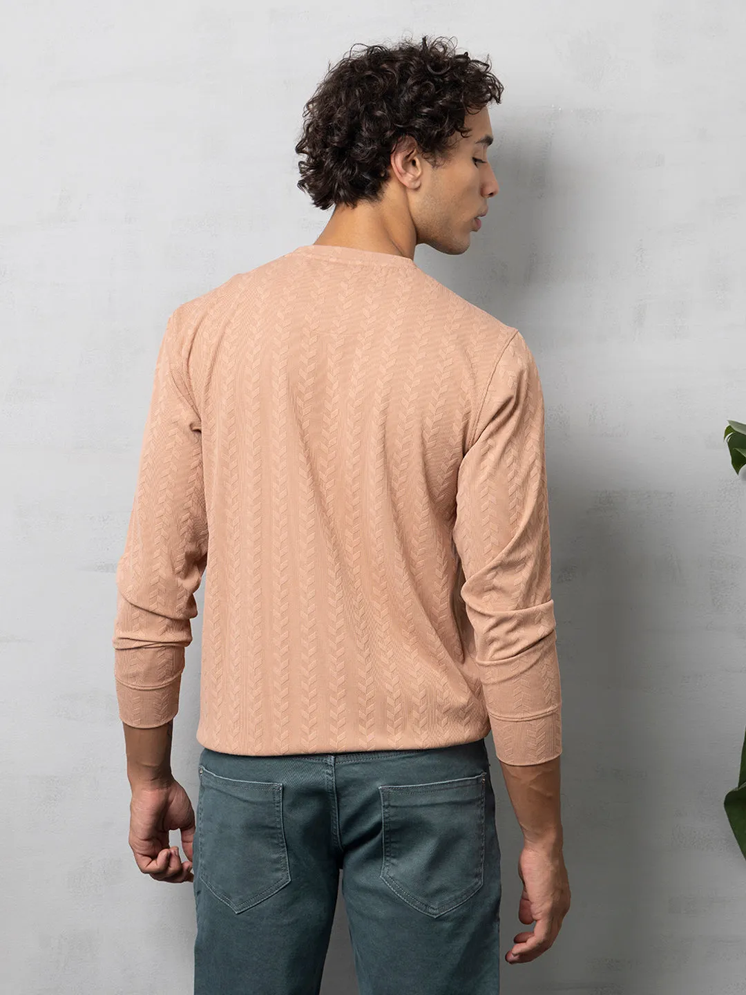 Orange structured jacquard sweatshirt