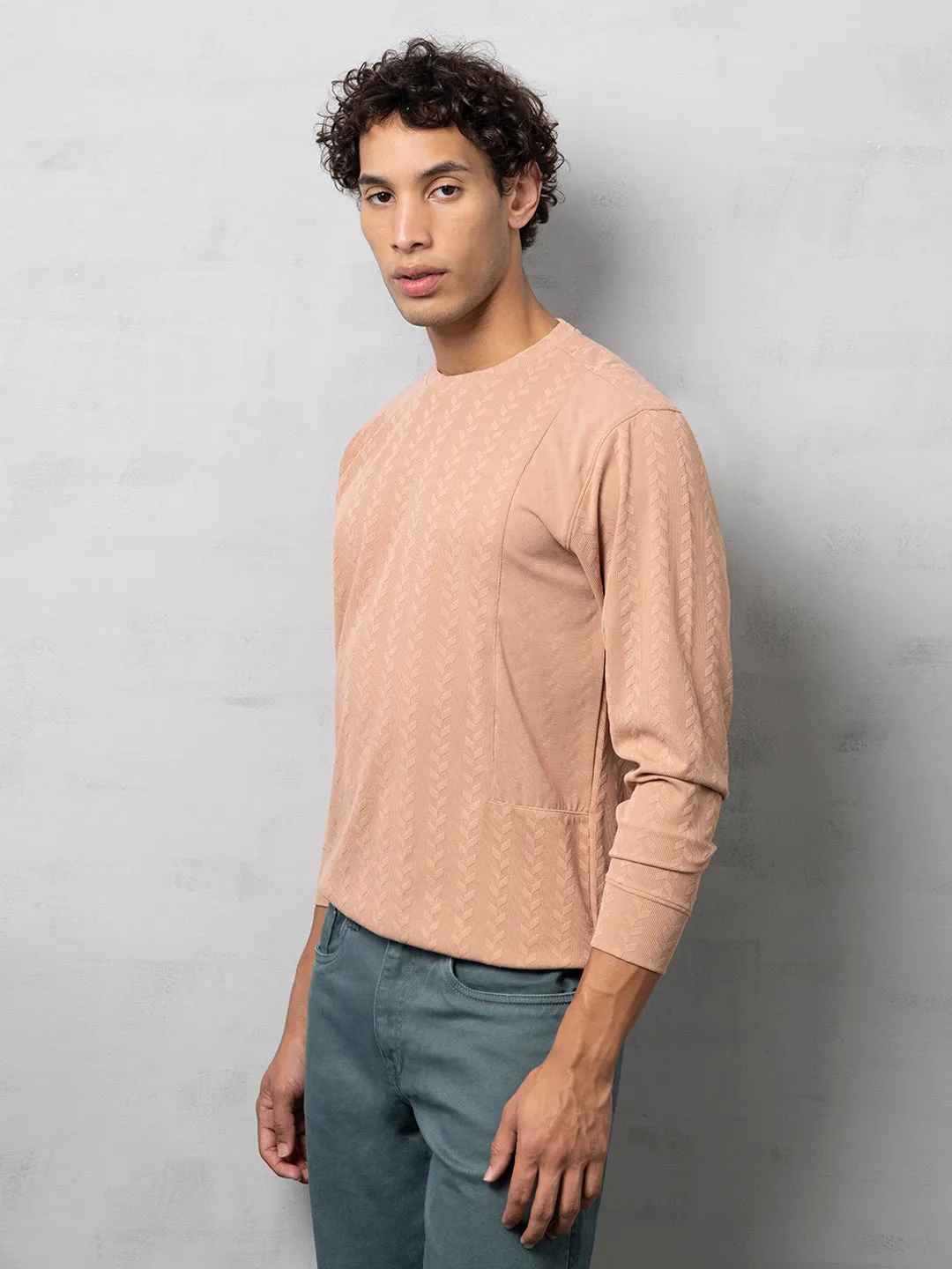Orange structured jacquard sweatshirt
