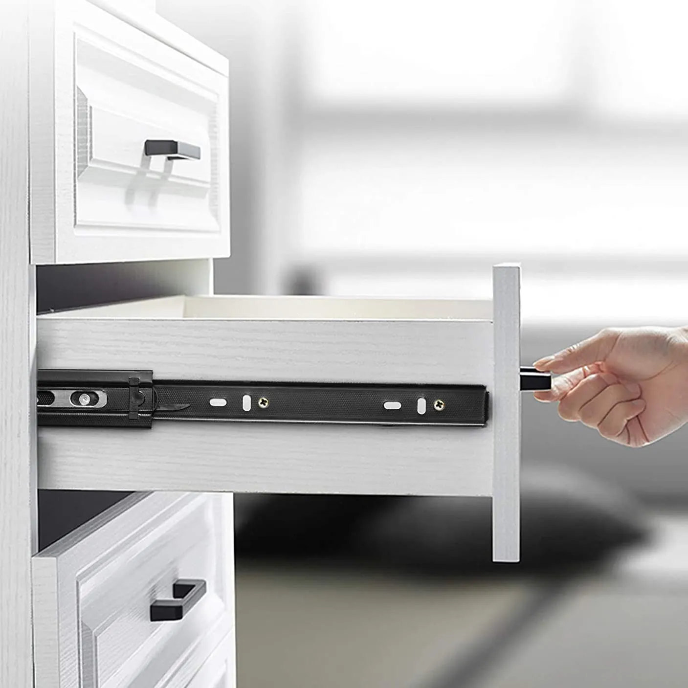 Plantex Drawer Channel/Full Extension Ball Bearing Telescopic Channel Runner/Ball Bearing Sliding Drawer Channel for Kitchen & Wardrobe-1 Pair (10-Inch,Black)