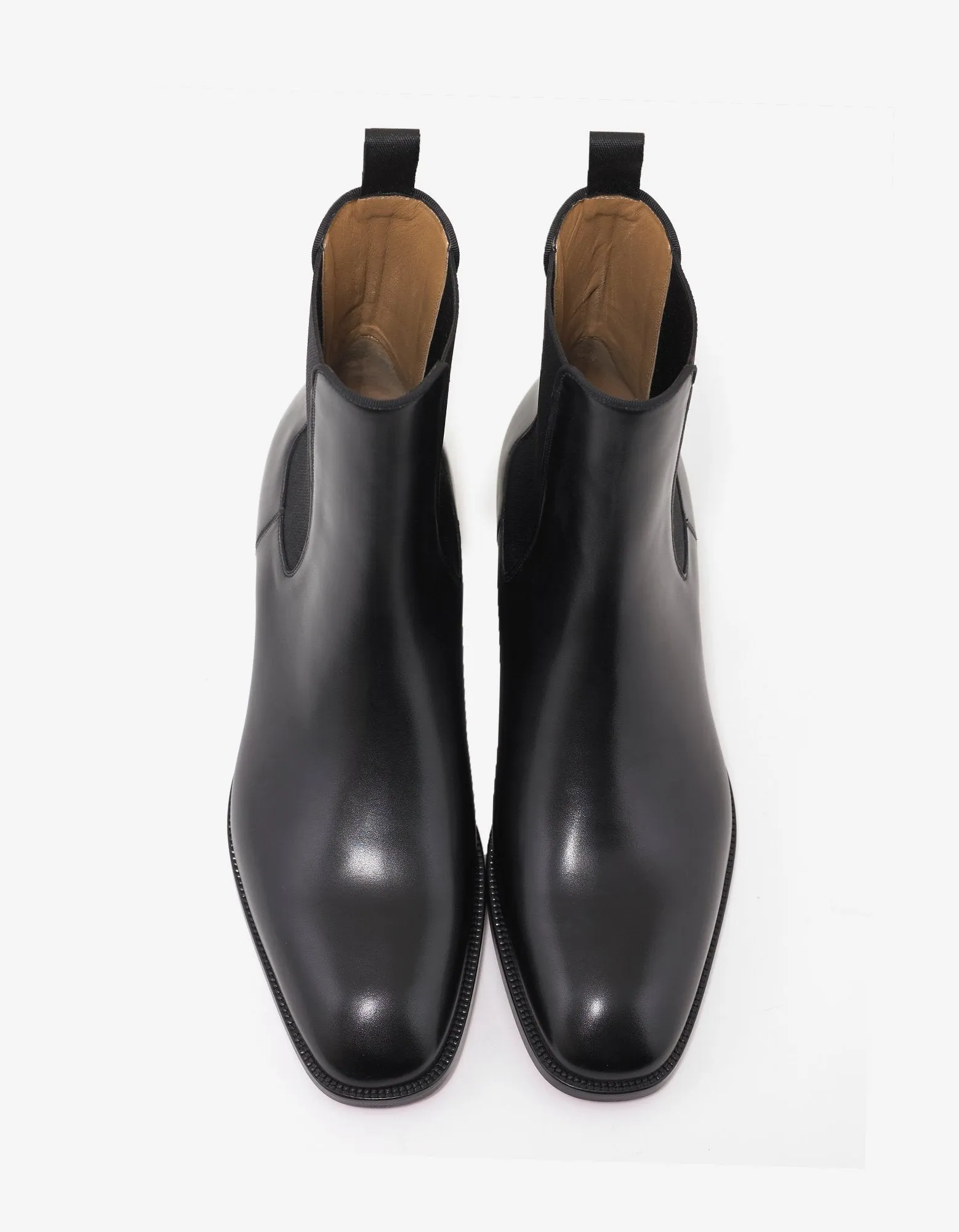 Samson Flat Black Leather Chelsea Boots