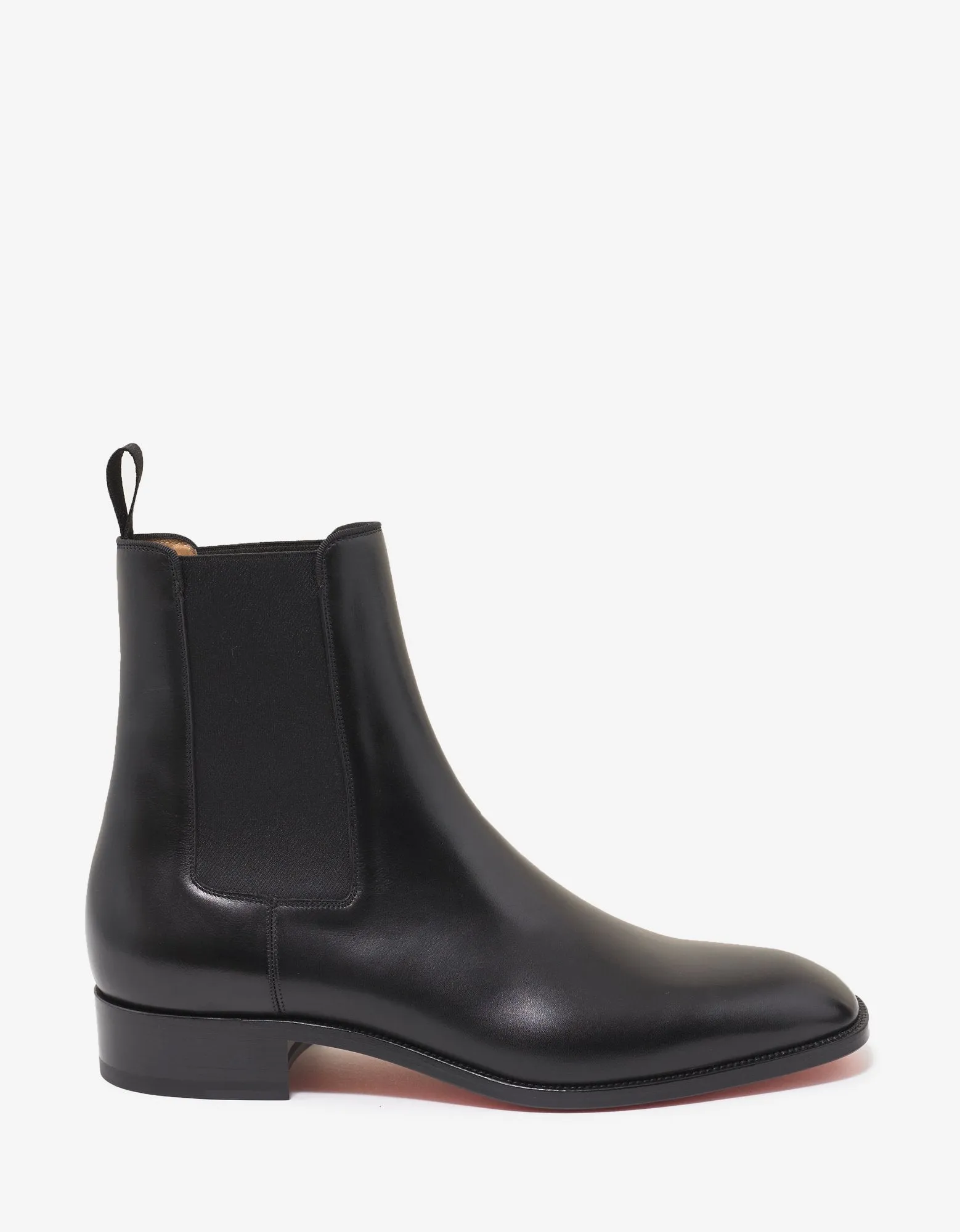 Samson Flat Black Leather Chelsea Boots
