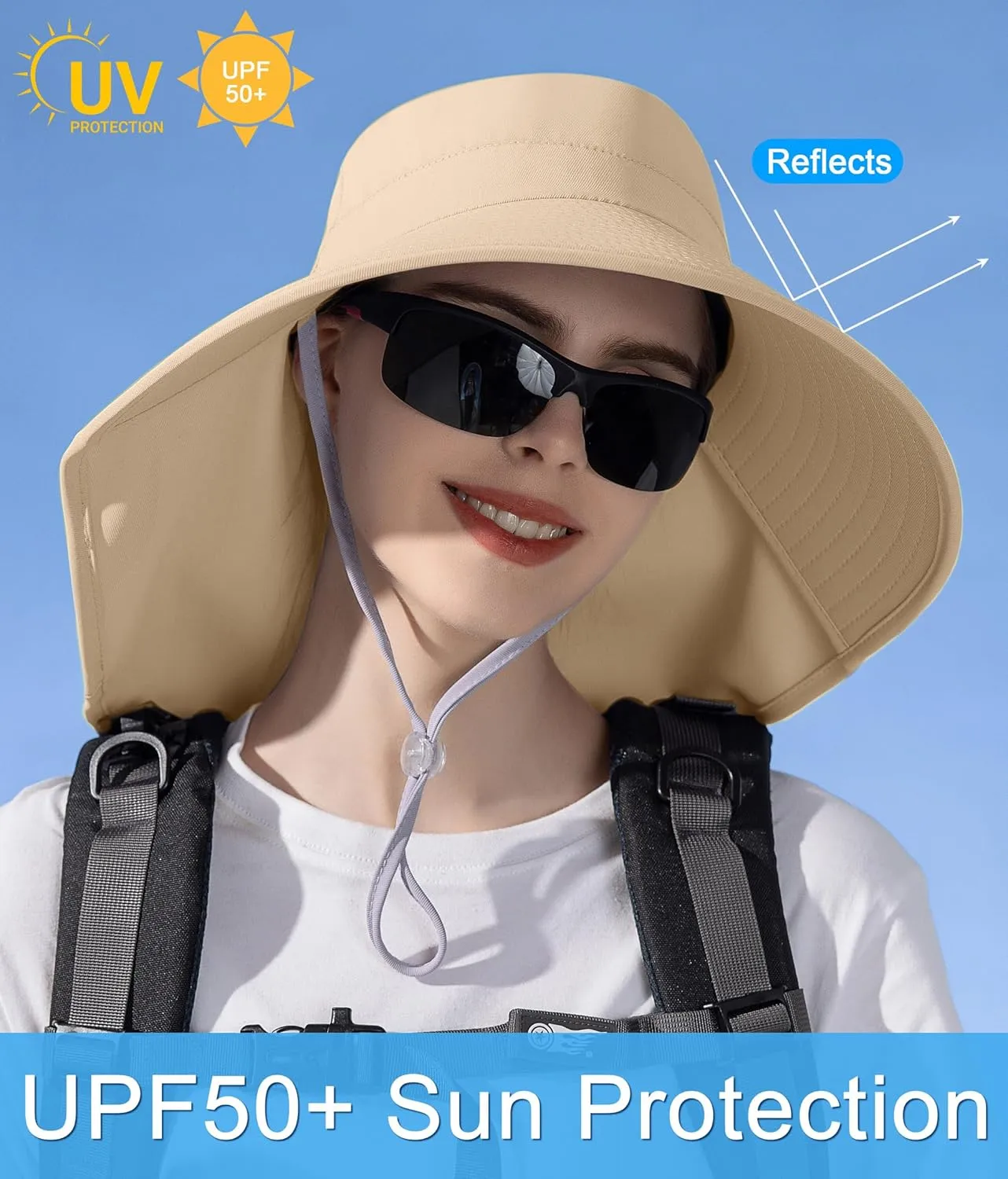 Sun Hats for Women UPF 50  Uv Protection with Ponytail Hole??Beach Wide Brim Hats Fishing Hats??Gardening Hat for Neck Flap