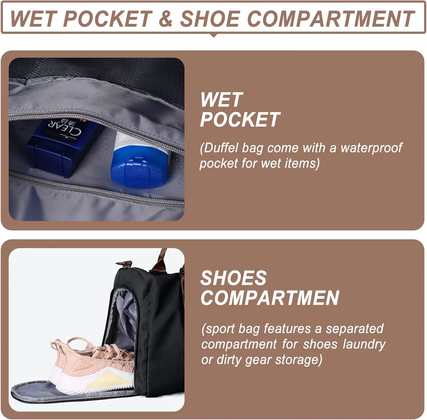 Weekender Duffel Bags for Women & Men - Airplane Travel Totes with Wet Pocket & Shoe Compartment - Labor & Delivery Hospital Bag