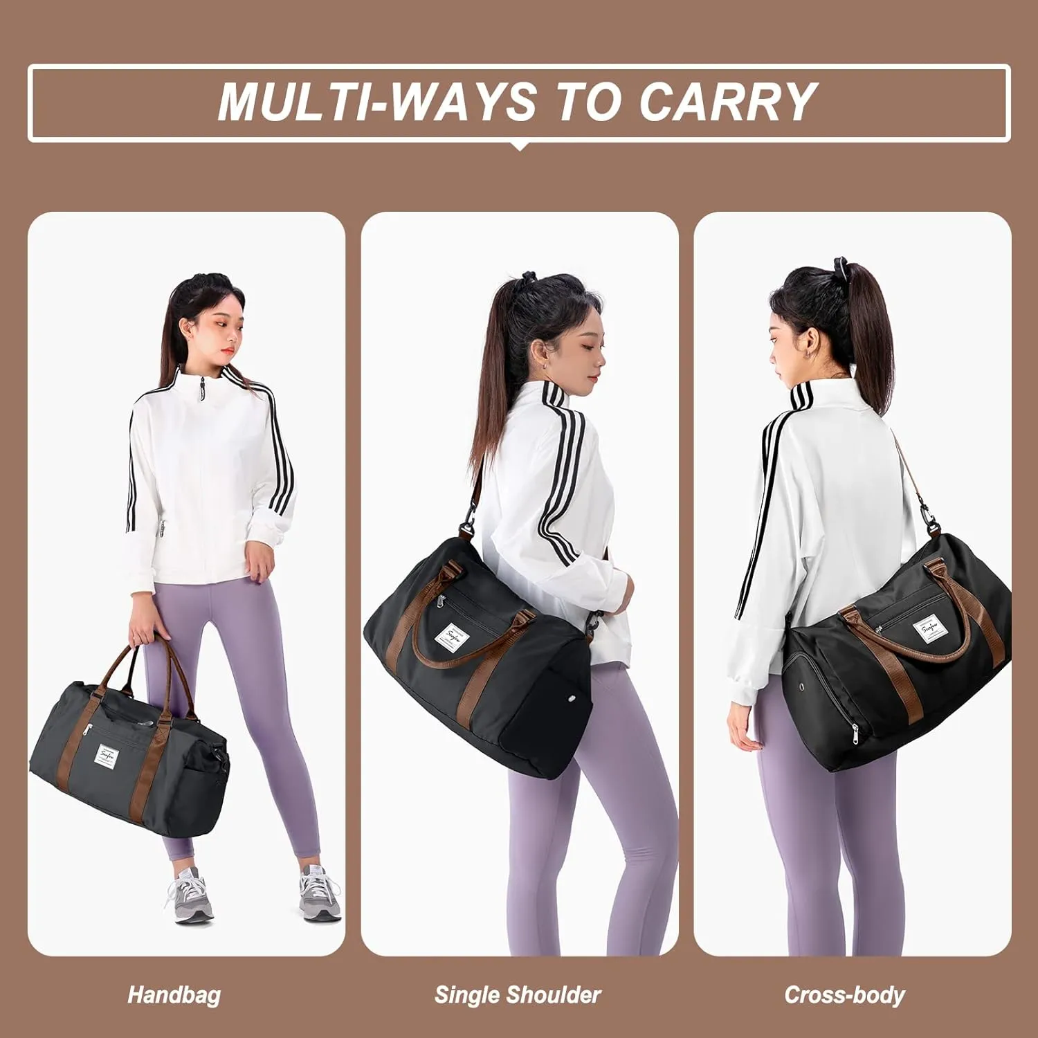 Weekender Duffel Bags for Women & Men - Airplane Travel Totes with Wet Pocket & Shoe Compartment - Labor & Delivery Hospital Bag