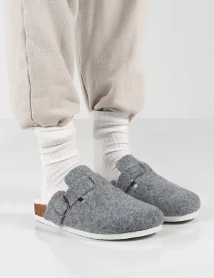 Winona Grey Faux Fur Lined Clog Slippers