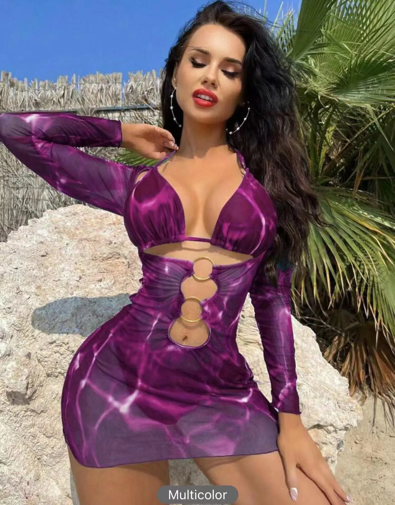 Women's Printed Hollow Out Fashionable Bikini Set