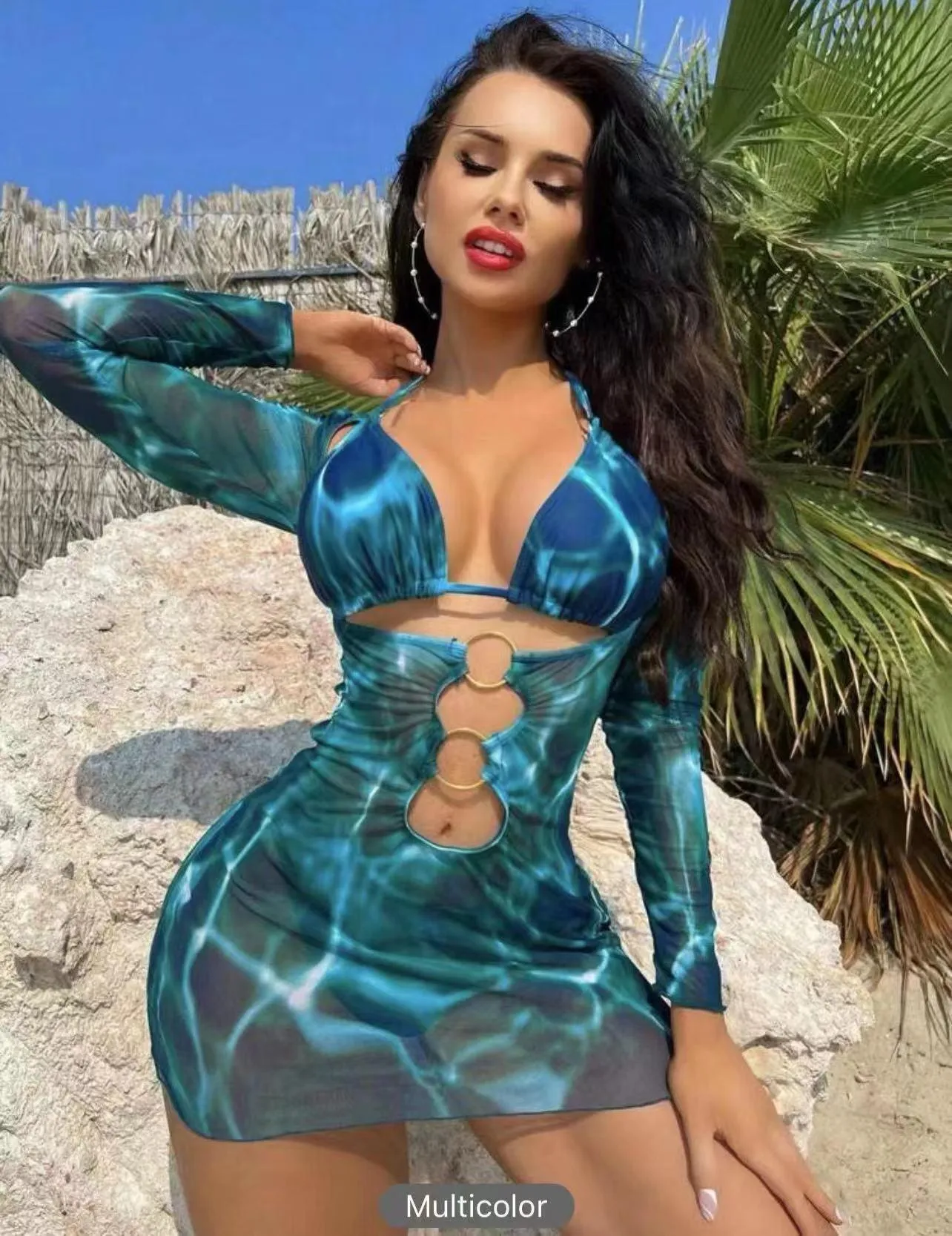 Women's Printed Hollow Out Fashionable Bikini Set