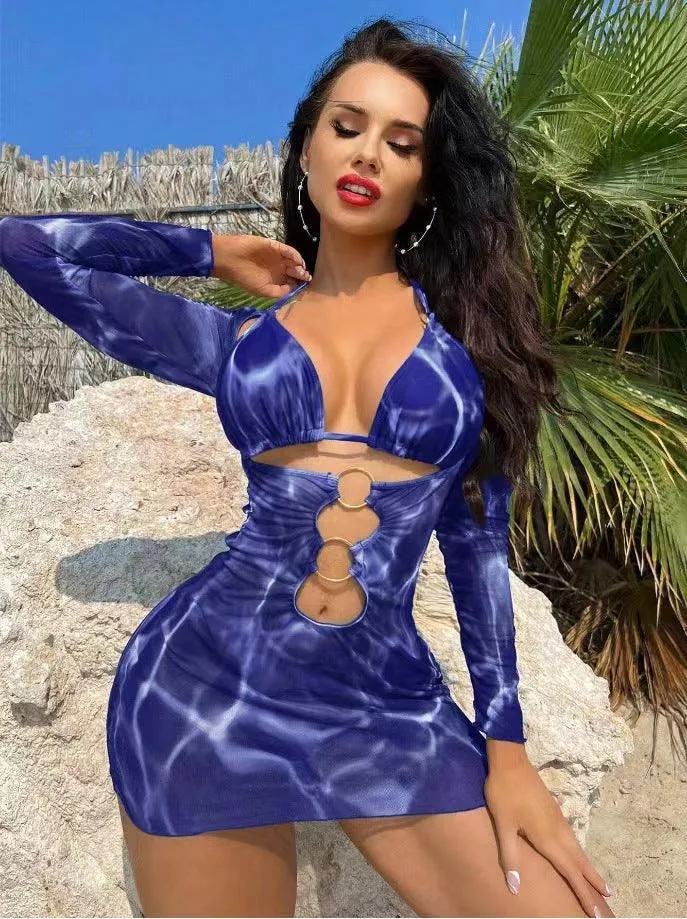 Women's Printed Hollow Out Fashionable Bikini Set