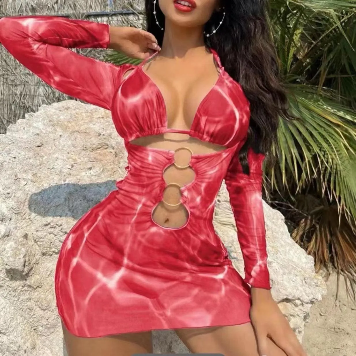 Women's Printed Hollow Out Fashionable Bikini Set